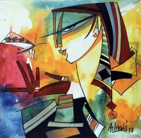 Ashkal,12 x 12 Inch, Acrylic on Canvas, Figurative Painting, AC-ASH-122